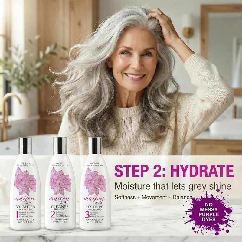 Maison 276 Silver & Blonde Hair Care Set - 3-Step Shampoo, Conditioner & Pre-Shampoo | Sulfate-Free, 24 oz Total