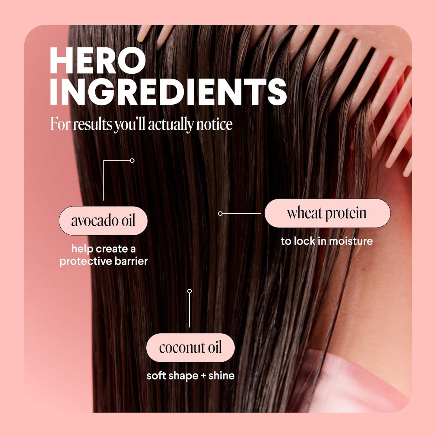 Smooth Shampoo & Conditioner Set for Frizzy, Curly Hair - 27 oz Each | Coconut Oil & Shea Butter, Pink