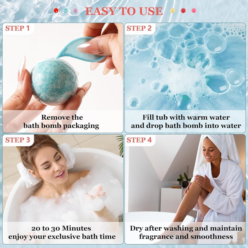 Natural Organic Bath Bombs Gift Set - 50 Pcs with 10 Scents | Handmade Spa Bubble Bath Fizzies for Women, Men, and Special Occasions
