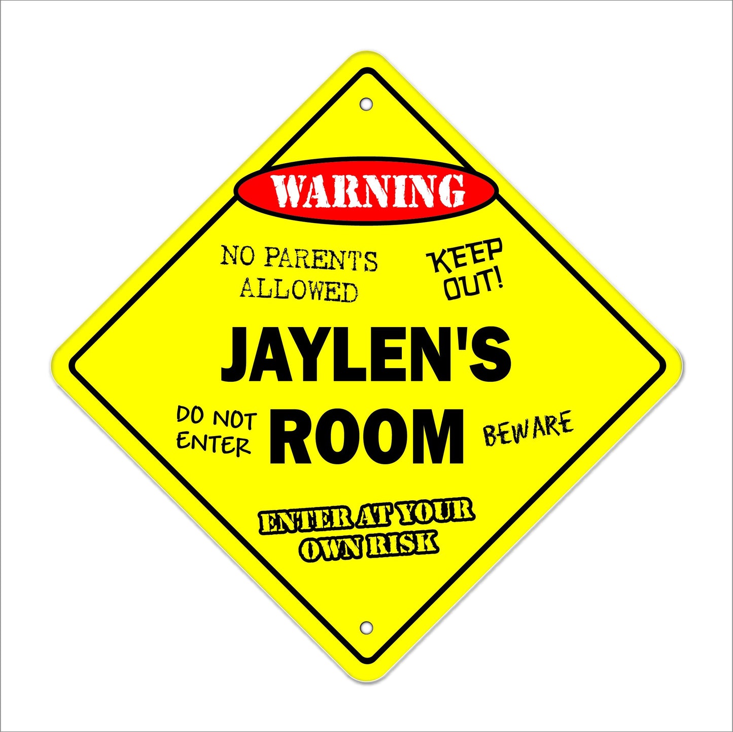 Jaylen's Room Sign Crossing Zone Xing | Indoor/Outdoor | 12" Tall Kids Bedroom Decor Door Children's Name boy Girl