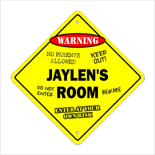 Jaylen's Room Sign Crossing Zone Xing | Indoor/Outdoor | 12" Tall Kids Bedroom Decor Door Children's Name boy Girl