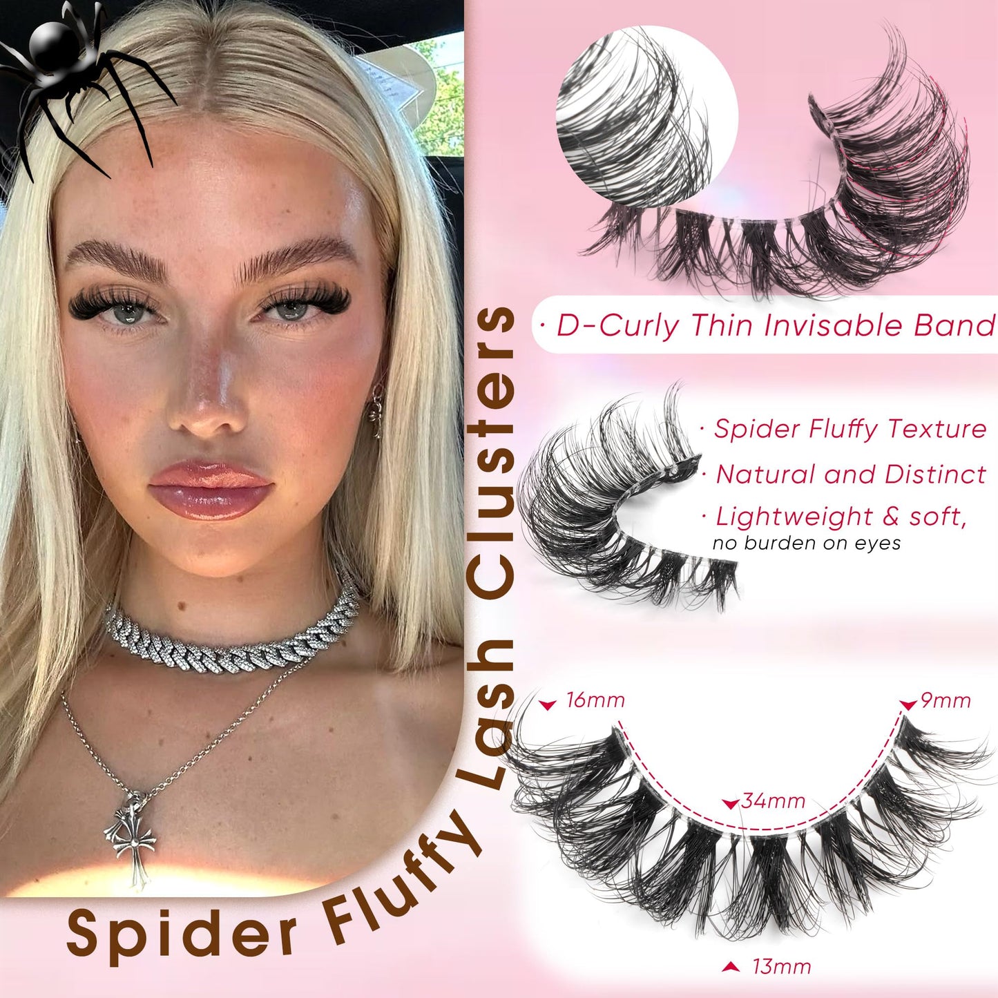 False Lashes Natural Look Fake Eyelashes Wispy Cat Eye Lashes Clear Band False Eyelashes 16MM Faux Mink Lashes Pack 7 Pairs by Ruairie