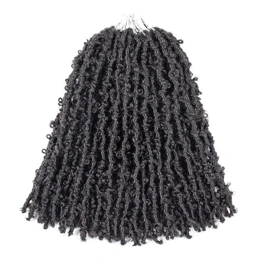 GUOHUI Super Light Butterfly Locs Crochet Hair 12 Inch 6 Packs Pre-Looped Soft Distressed Faux Locs Braids for Women Kids (12 Inch,2#)