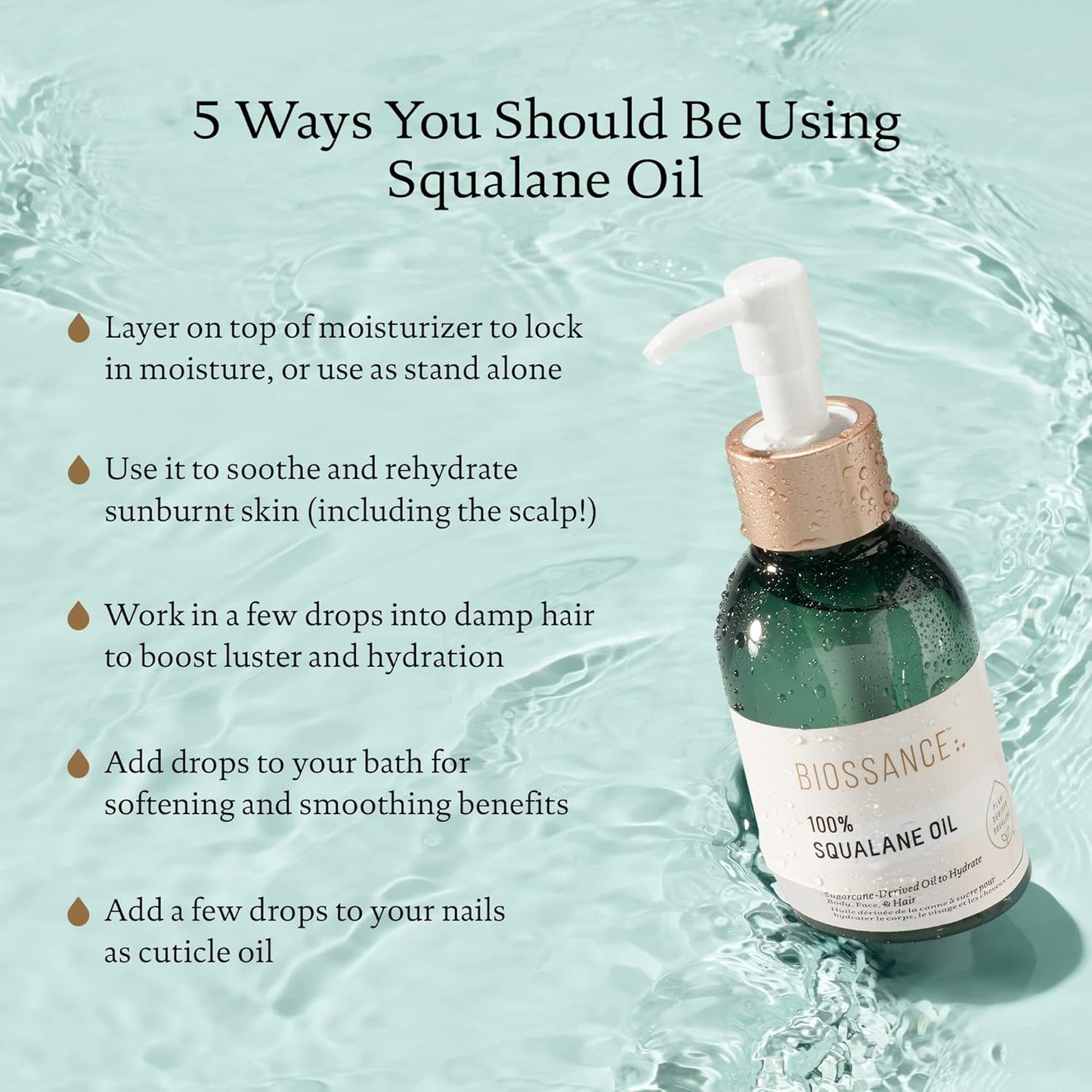 Biossance 100% Squalane Oil - Vegan Hydrating Face & Body Oil | Fast-Absorbing Moisturizer, 3.3 oz