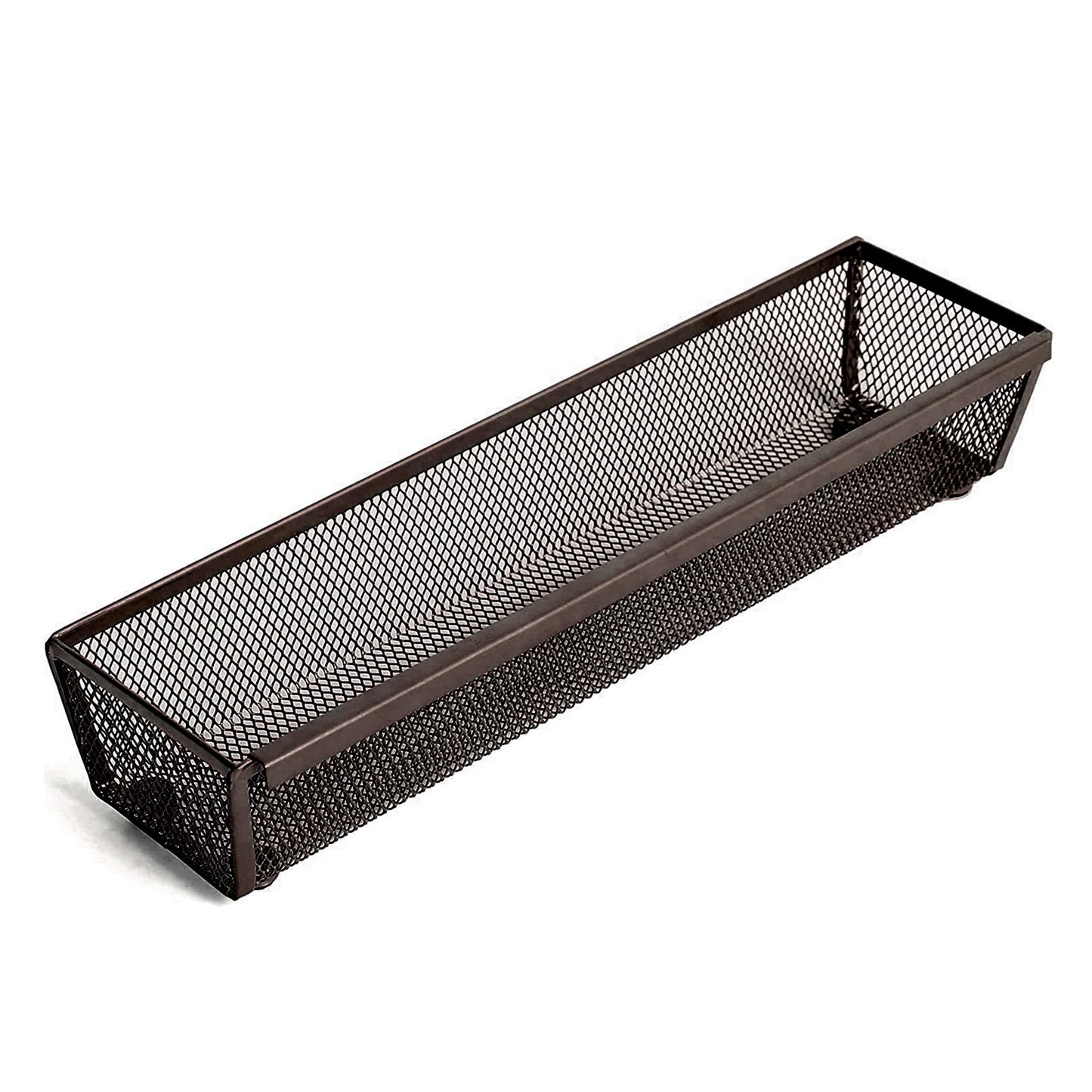 Smart Design Drawer Organizer - 12 x 3 Inch - Steel Metal Mesh Tray - with Interlocking Arm Connection - Utensils, Silverware, Organization - Kitchen - Bronze