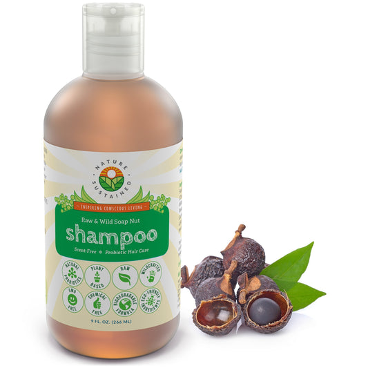 Nature Sustained Natural Shampoo - Organic, Raw & Wildcrafted with Probiotics, Hypoallergenic Natural & Sulfate Free Shampoo for Sensitive Scalp, Dry Hair, Dandruff, Eczema & Psoriasis, 9oz, Original