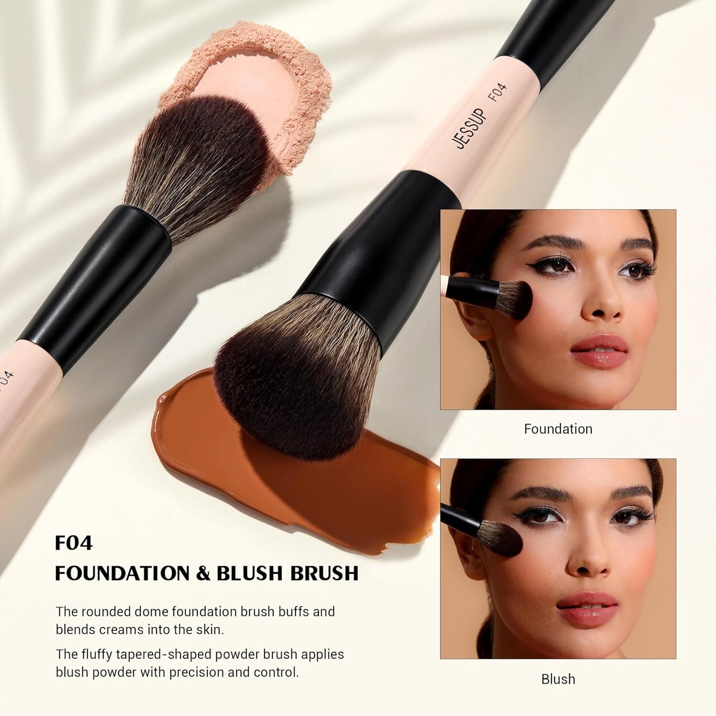 Face Makeup Brushes Set - Jessup T508 with Foundation Brush SF002 | Professional Quality