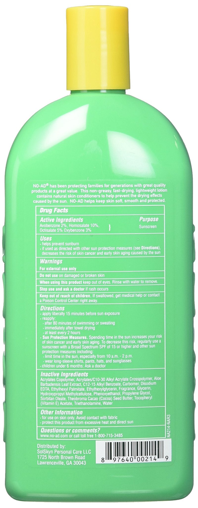 NO-AD Sunscreen Lotion SPF 30, 16 Fl Oz (2 Pack)