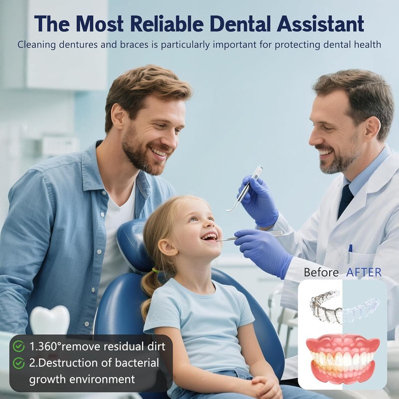 Ultrasonic Retainer Cleaner Machine - 3-in-1 with UV & Degassing Technology | Efficient for Dentures, Mouth Guards, Braces & Jewelry