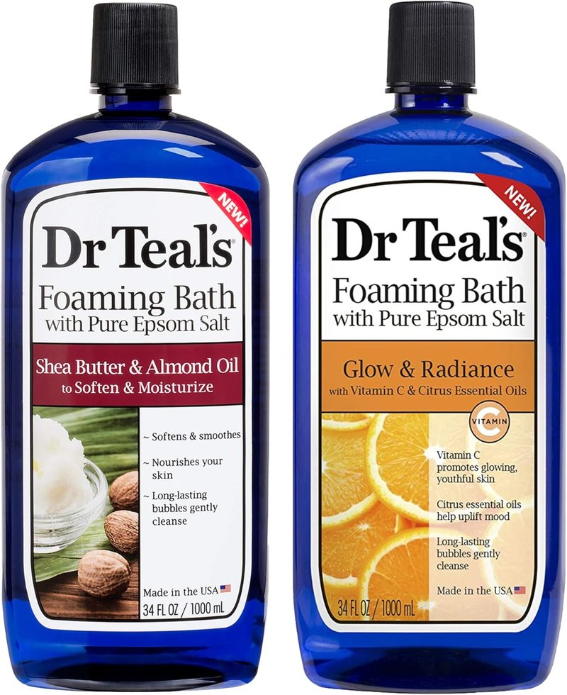 Dr Teal's Foaming Bath Combo Pack - Moisturizing Shea Butter & Almond Oil | Glow & Radiance with Vitamin C, 68 fl oz