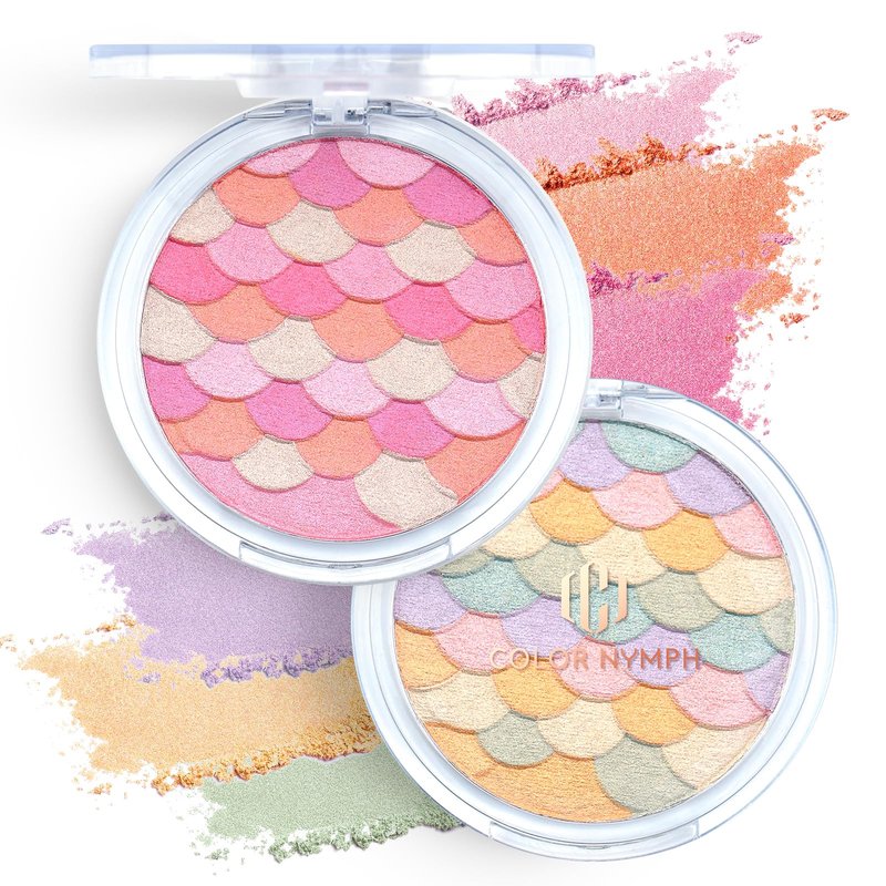 Color Nymph Powder Blush & Highlighter Makeup Set | Multi-Purpose Highlighter Palette | Highly Pigmented Soft Shimmer Face Blush Powder Palette | Vegan & Cruelty-Free, Mermaid Make up Design
