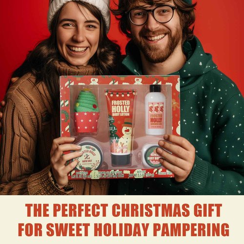 Christmas Bath Gift Set for Women, 5 PCS Bath and Body Gift Set,Holiday Stocking Stuffers with Shower Gel, Body Lotion, Mini Towel,Birthday Gifts for Women