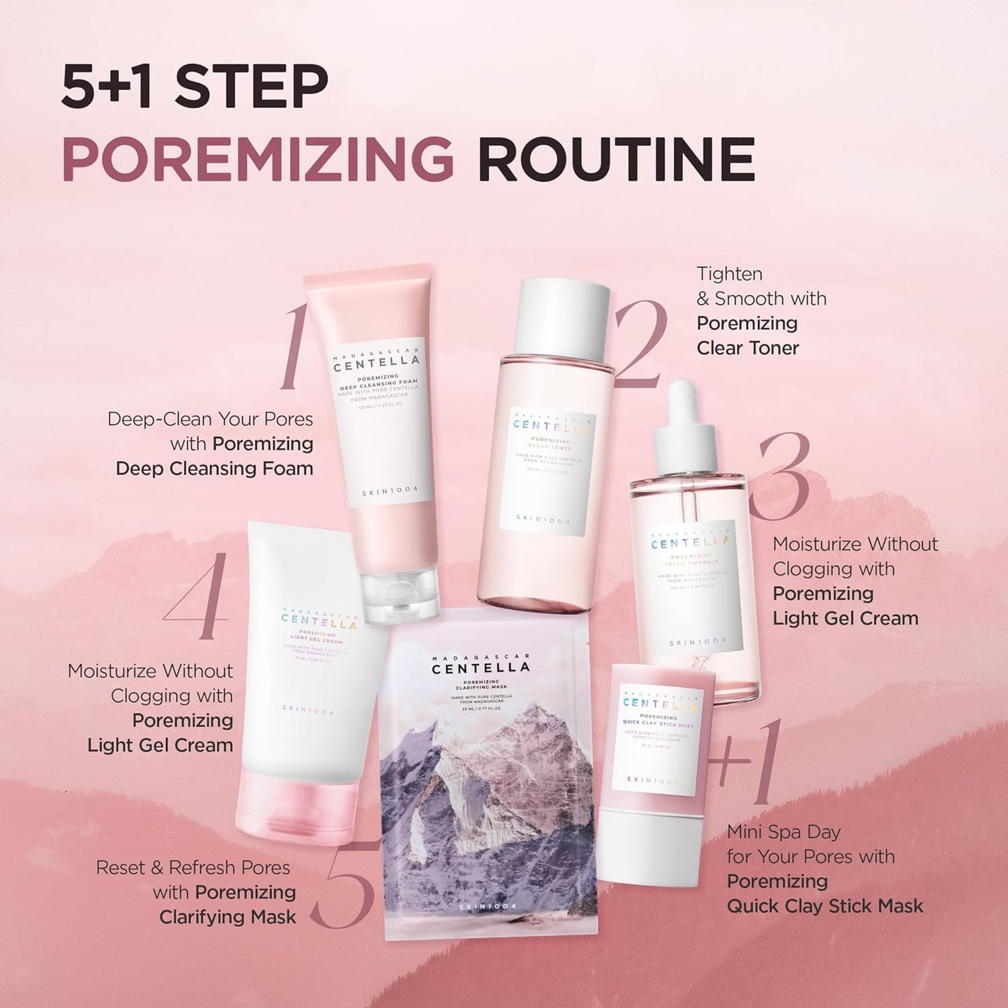 SKIN1004 Poremizing Clear Toner - Korean Facial Toner with Pink Salt & Centella | 7.10 fl. oz (210ml) for Pore Care & Hydration