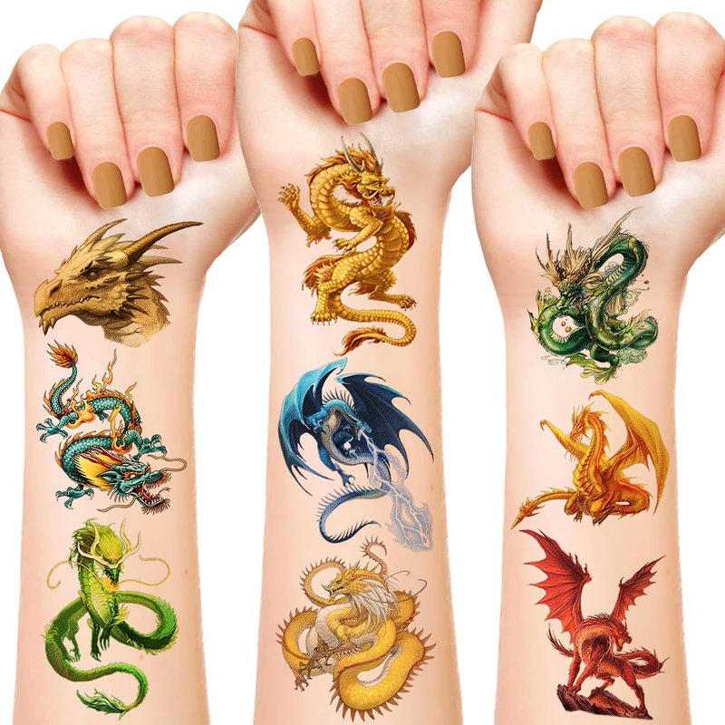 Dragon Temporary Tattoos - 300+ Fun Party Favors for Kids & Adults | Birthday Decorations & Goodie Bag Fillers