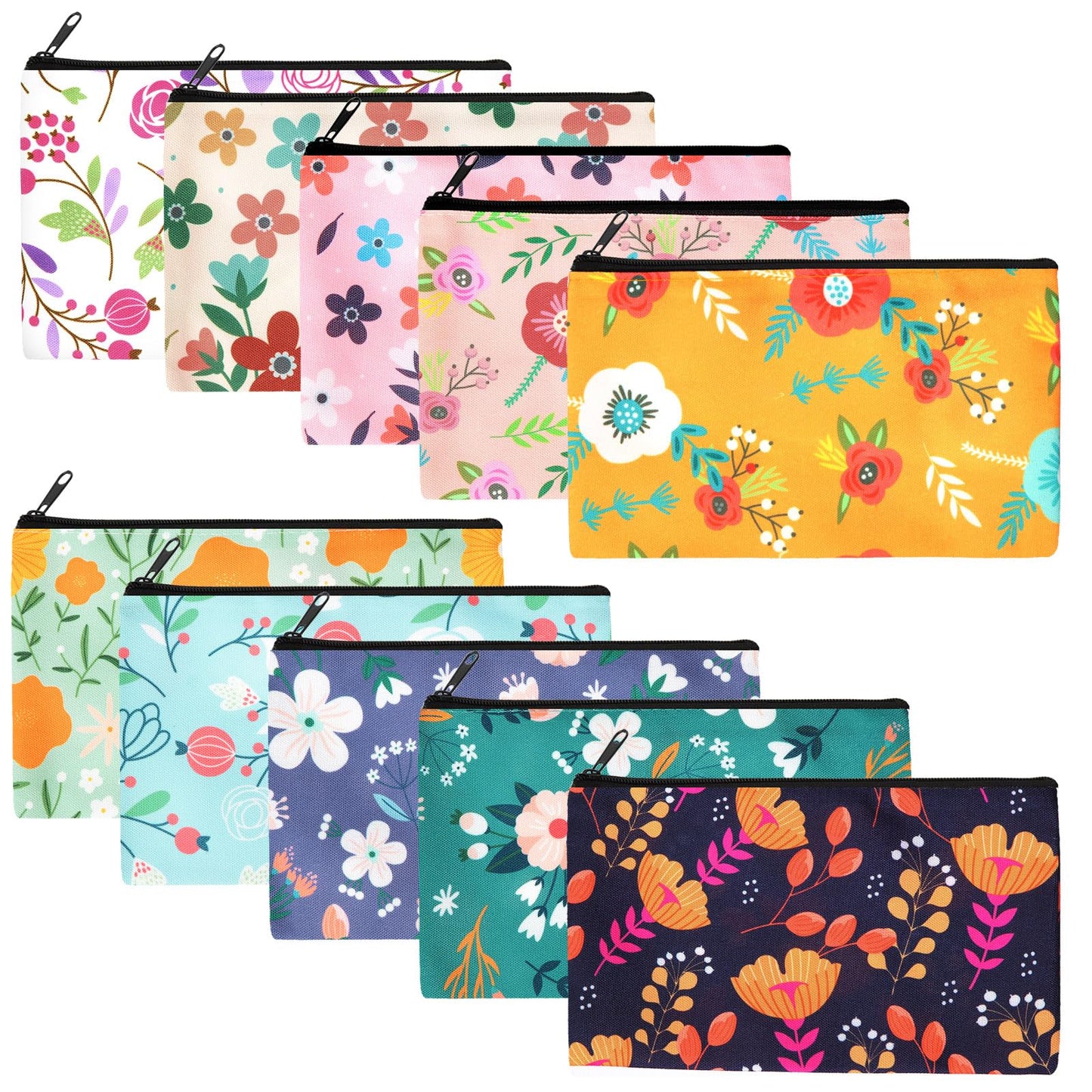 Reginary 20 Pcs Makeup Bags Gifts for Women Canvas Cosmetic Bags with Zipper Mothers Day Bulk Gift Travel Purse Organizer Pouch Accessory, Toiletry Large Capacity,7 x 4.3 Inch