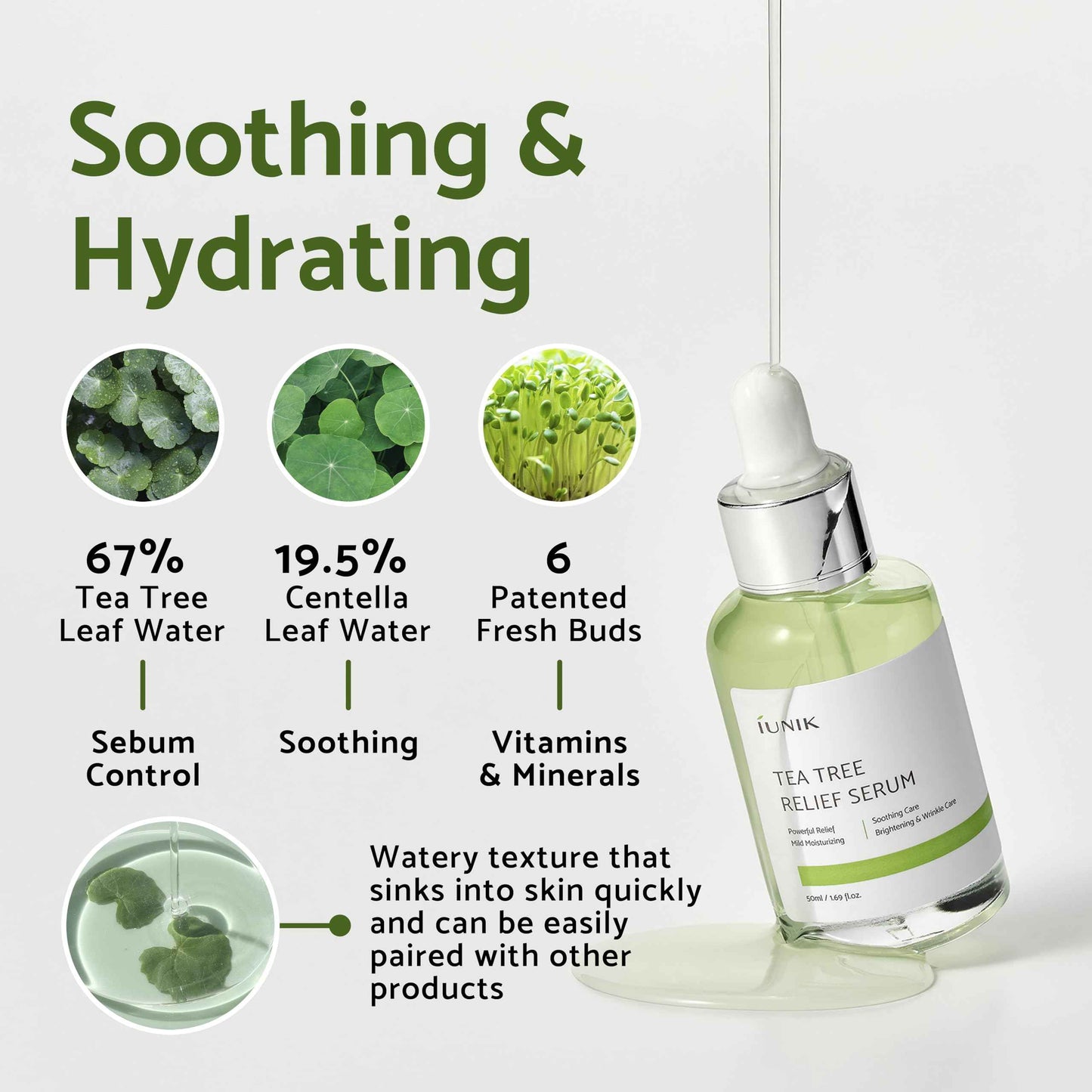 iUNIK Centella Edition Skincare Set (Cream 2.02 fl.oz. & Mini Serum 0.51 fl.oz.) - Centella Asiatica and Tea Tree Leaf Waters to Soothe, Calm, Moisturize, and Protect the Skin