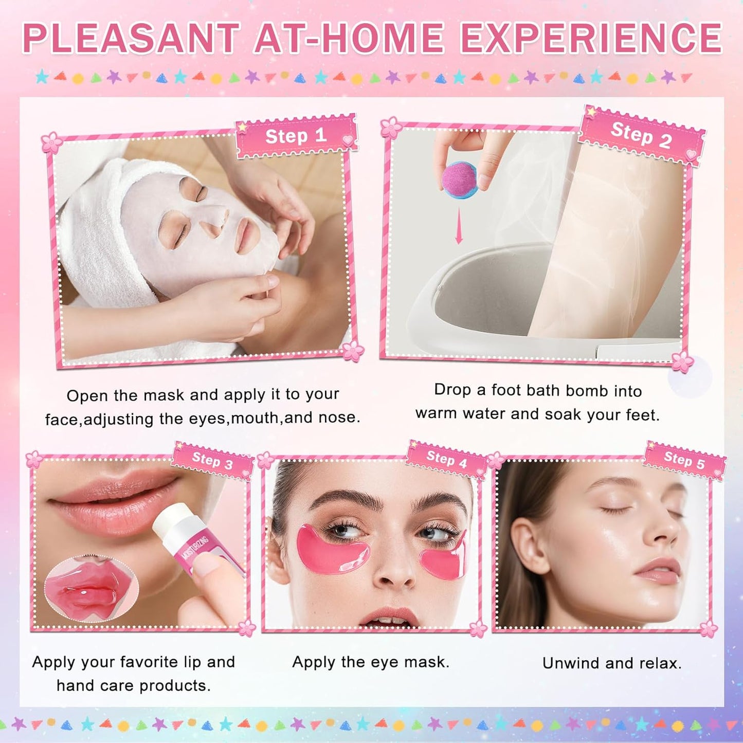 Spa Party Supplies for Girls - 120 PCS Skincare Favors with Face Masks, Hand Cream & Bath Bombs | Perfect for Sleepover Parties