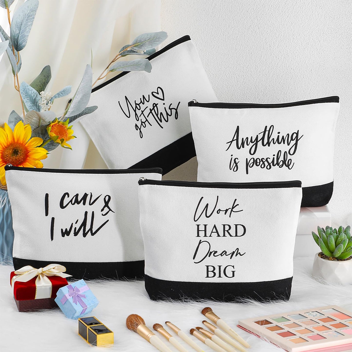 Sanwuta 30pcs Cna Week Gift for Women Inspirational Makeup Bags with Zipper Thank You Cosmetic Bags Gift for Teacher Nurse Graduation (Classic)