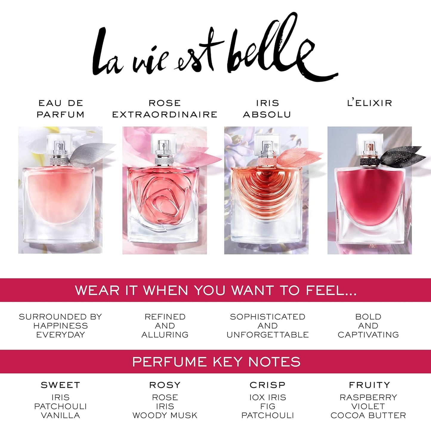 Lancôme La Vie Est Belle Rose Extraordinaire Eau de Parfum - Long Lasting Floral Fragrance with Rose & Iris | 3.4 oz