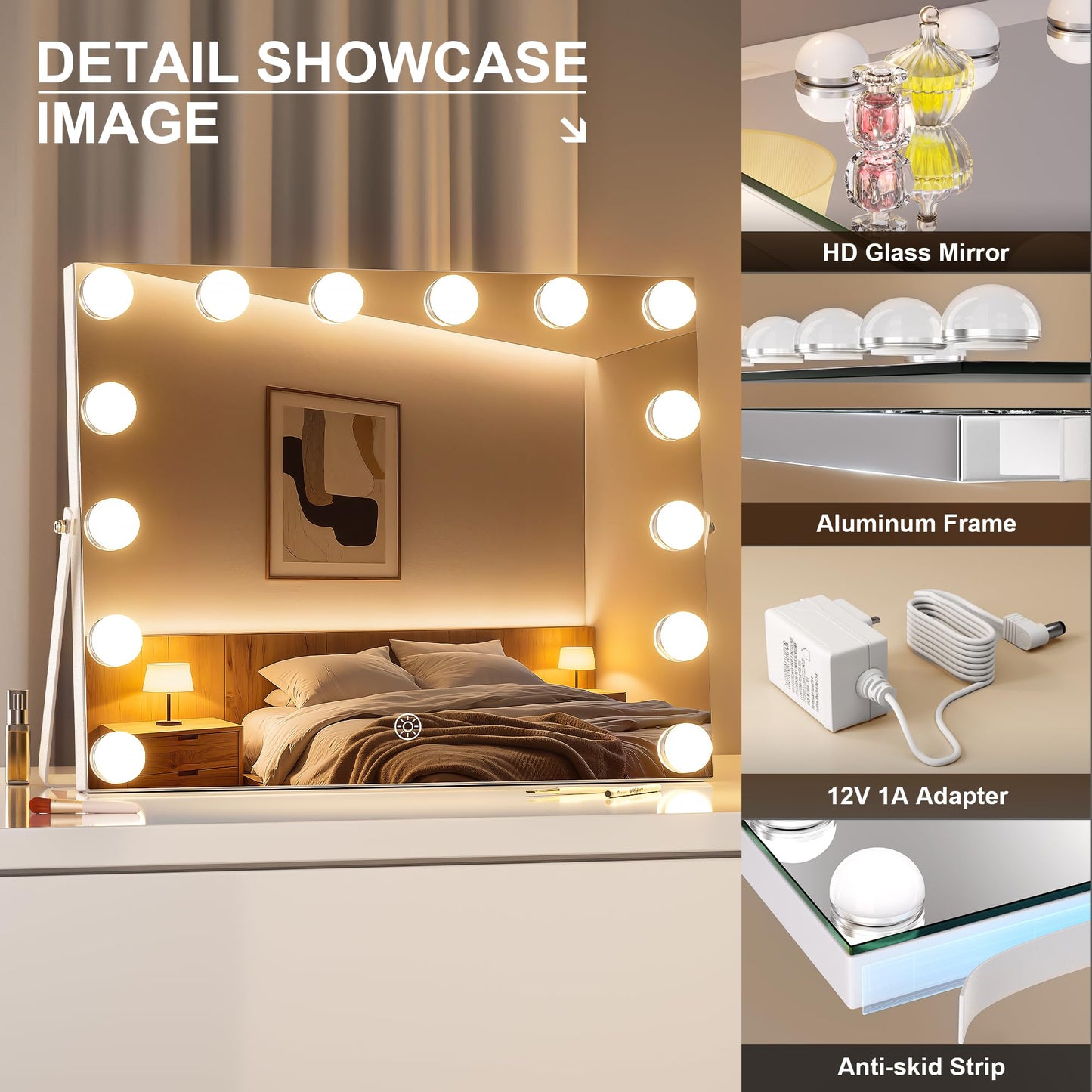 MINISO Vanity Mirror with Lights - 9.8" x 13.8" Hollywood Makeup Mirror with Adjustable Brightness, 3 Modes Light