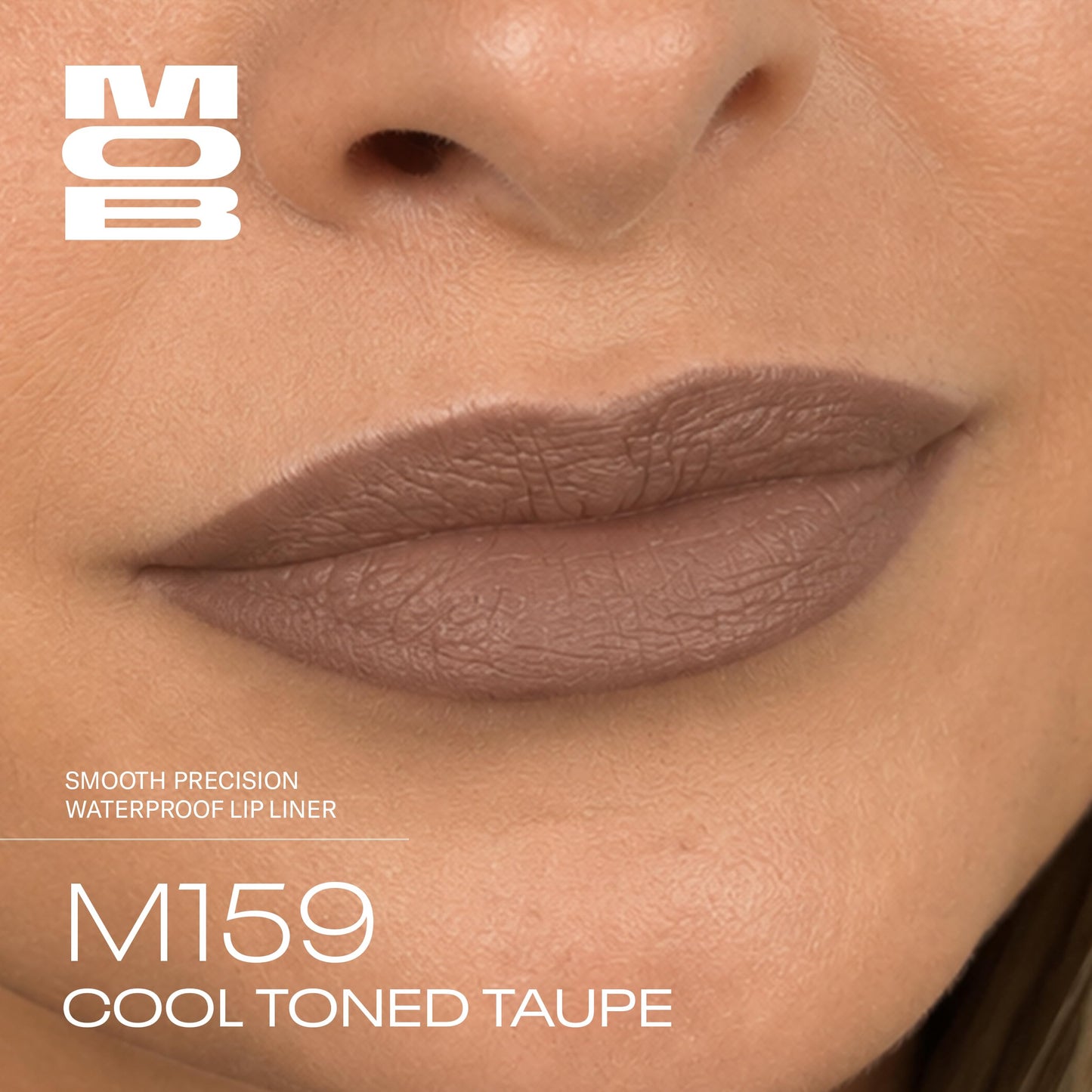 MOB Beauty Smooth Precision Waterproof Lip Liner, M159 Cool-Toned Taupe, 100% Natural Formula Long-Wearing Lip Pencil, Taupe Lip Liner, Plastic-Free, Vegan, Cruelty Free