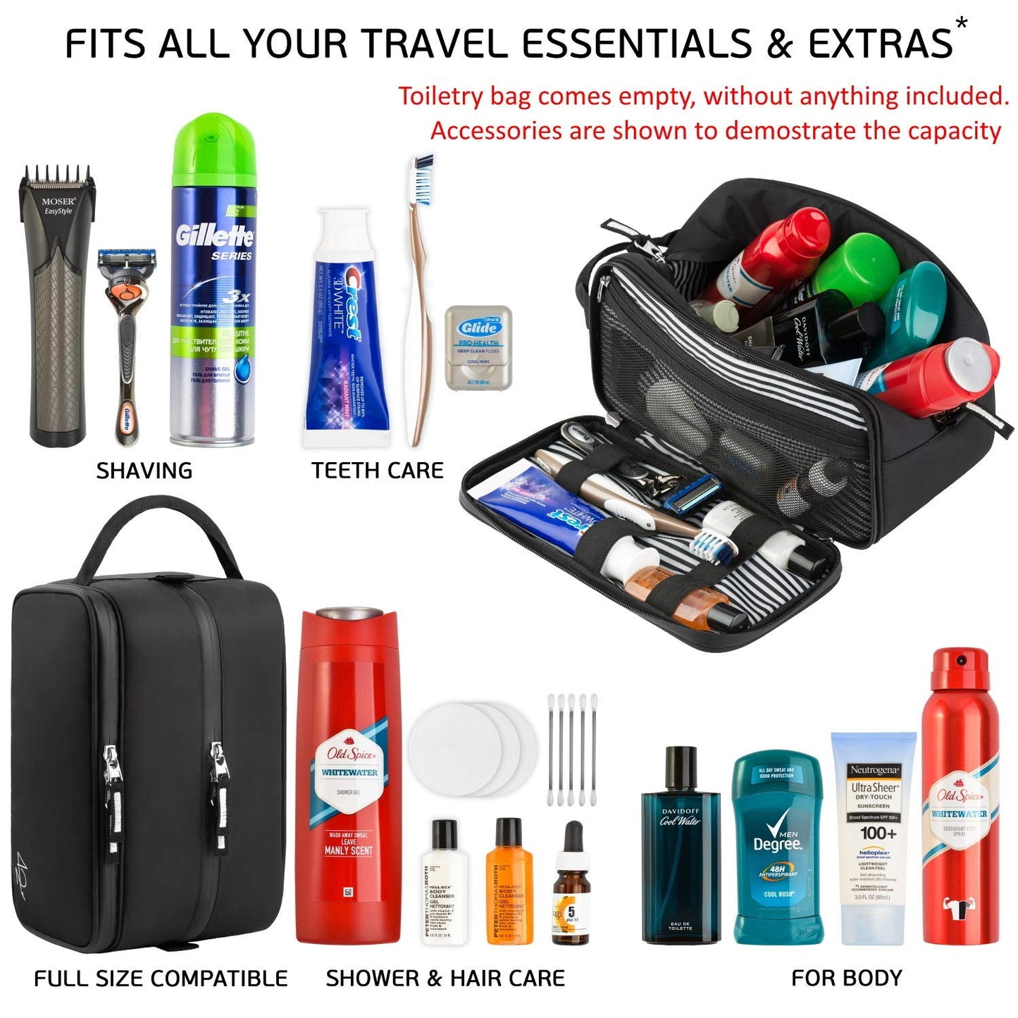 Toiletry Bag Dopp Kit for Men - Nylon Travel Toiletry Bag Waterproof Shower Cosmetic Organizer for Women Men - Travel Kit Shaving Bag for Men
