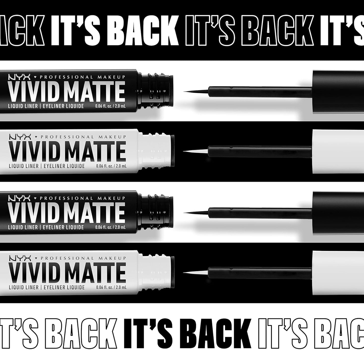 NYX Vivid Matte Liquid Eyeliner - Smear-Resistant Formula with Precise Tip | Black