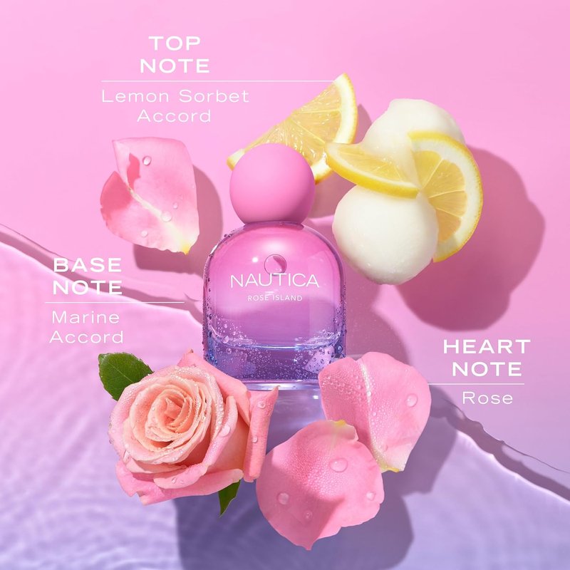 Nautica Rose Island Eau De Parfum for Women - 1.6 Fl Oz | Long-Lasting, Mood-Boosting Fragrance with Lemon, Rose & Musk Notes