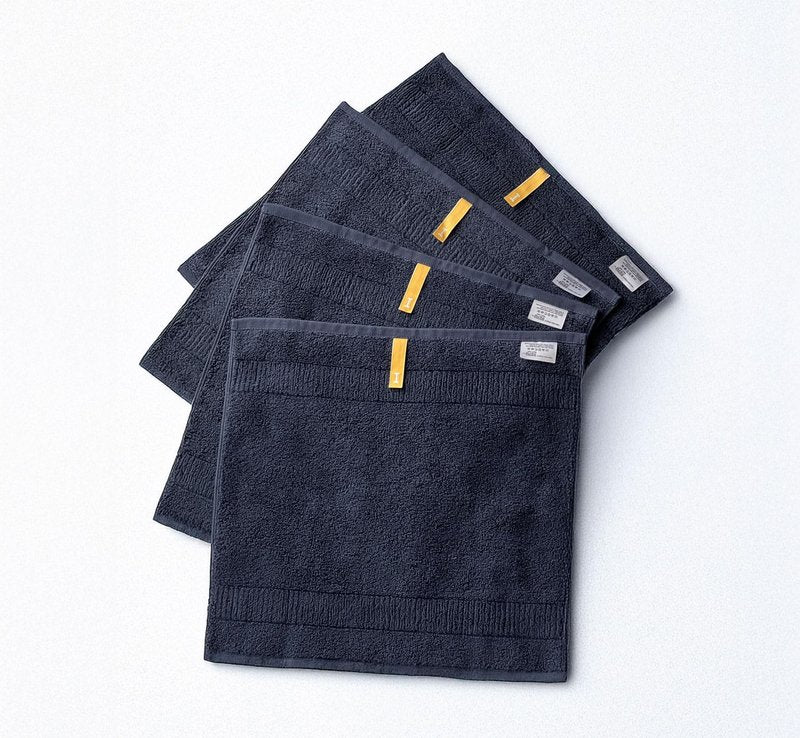 Highly Absorbent Organic Cotton Washcloths, Soft & Durable Face Towels, Made in Japan, Oeko-Tex Class 1 Certified, 13.8 x 13.8 inch, Navy, Pack of 4 – Proof of Purity