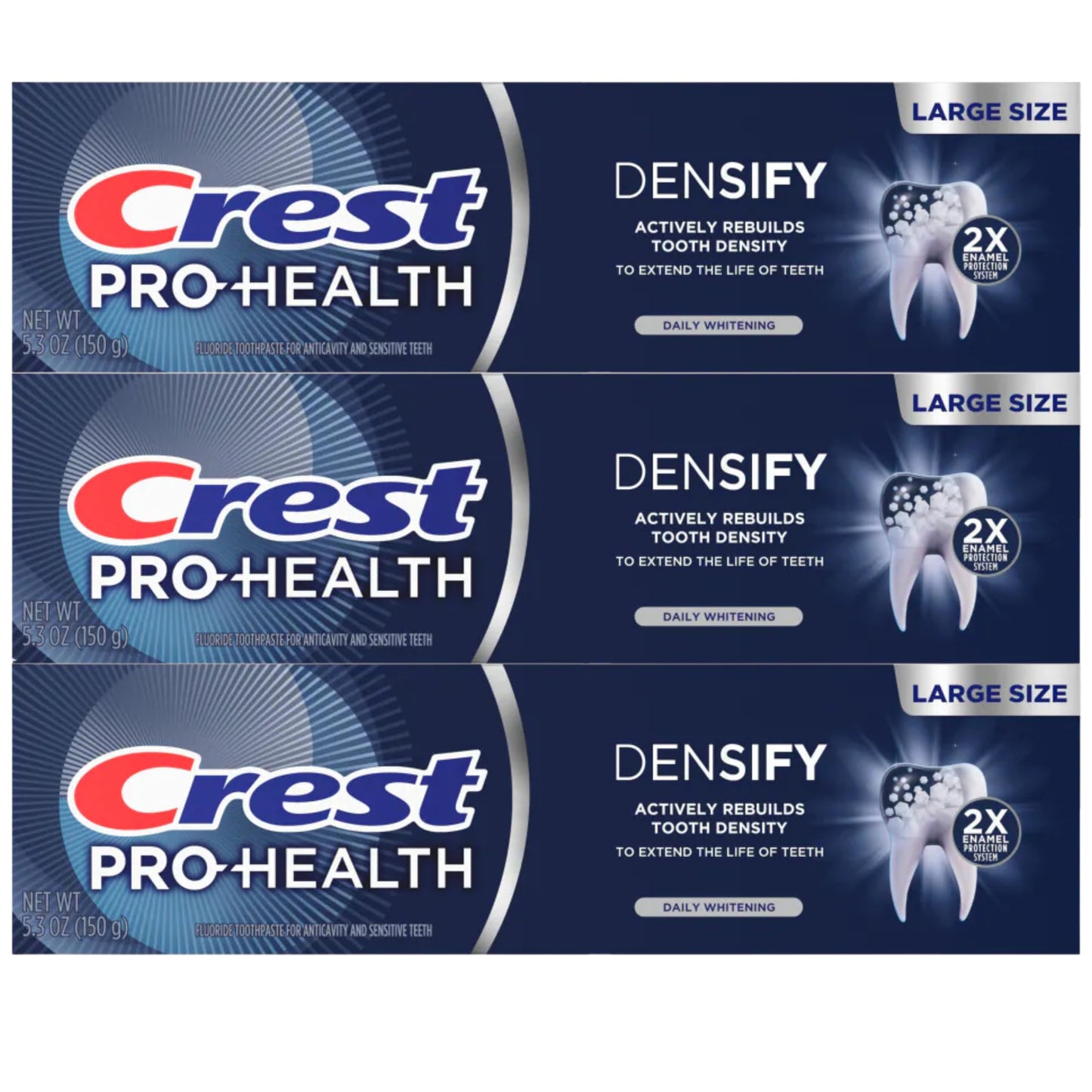 Crest Pro-Health Densify Toothpaste, Daily Whitening 5.3 Oz (Pack of 3)