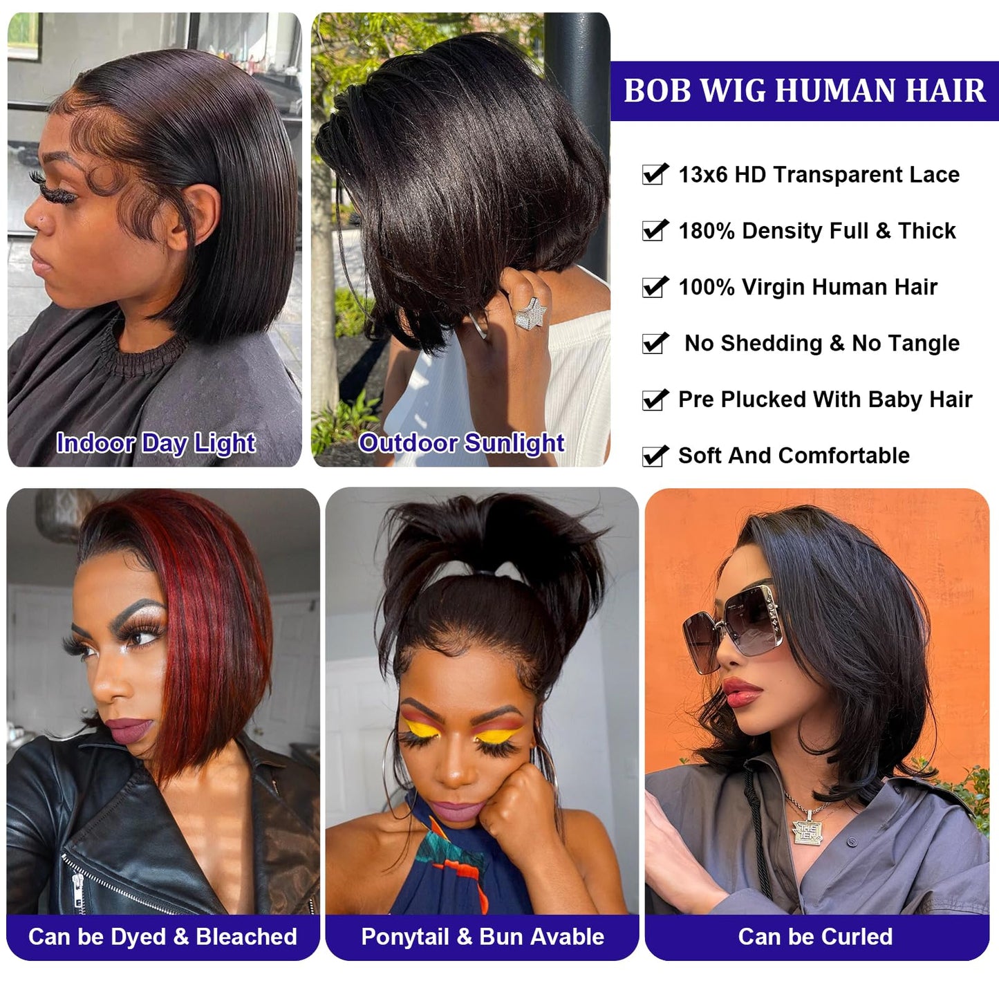 CDHFARMD Bob Wig Human Hair 12 Inch 13x6 Hd Transparent Lace Front Wigs Human Hair Glueless Short Straight Frontal Bob Wigs for Women Pre Plucked with Baby Hair Side Part 180% Density