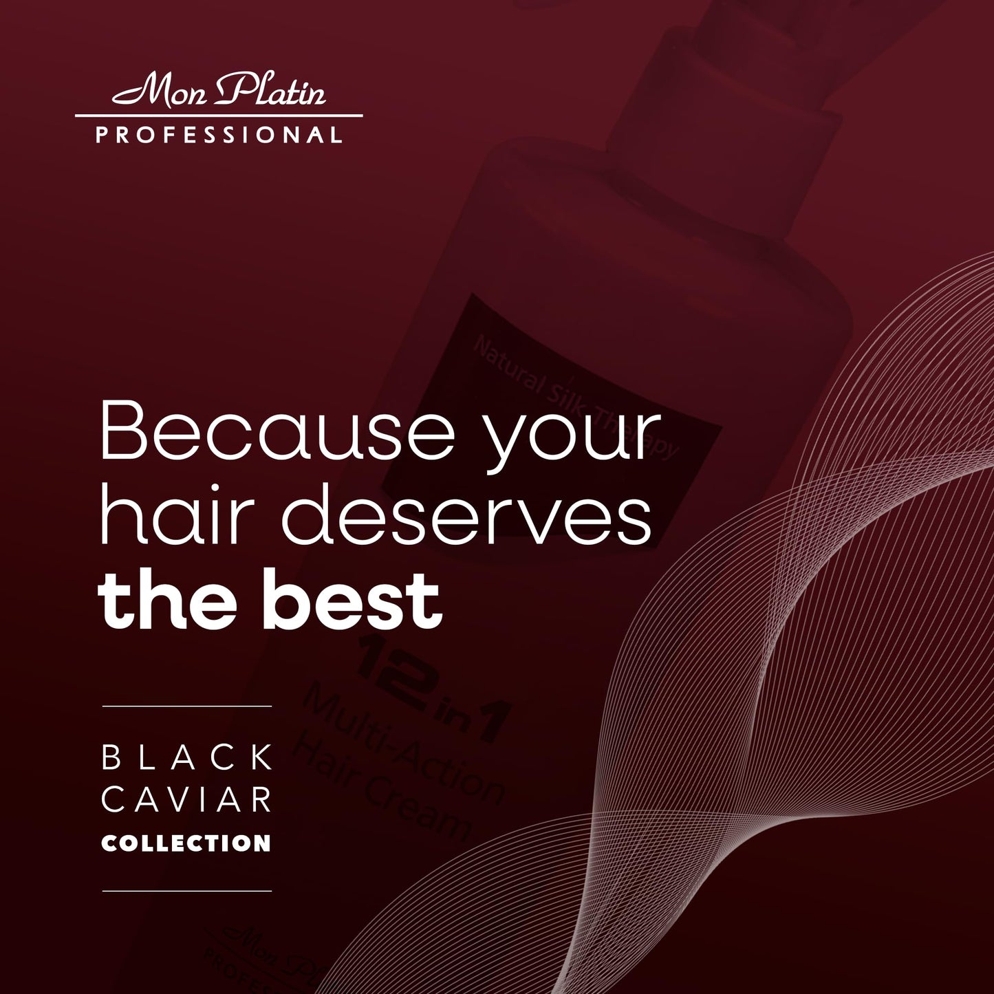 Mon Platin Professional Multi-Action Hair Cream with Black Caviar - 250 ml 12-in-1 Premium Leave In Conditioner Spray for Dry Damaged Hair - Repairing, Moisturizing, Smoothing, and Protecting