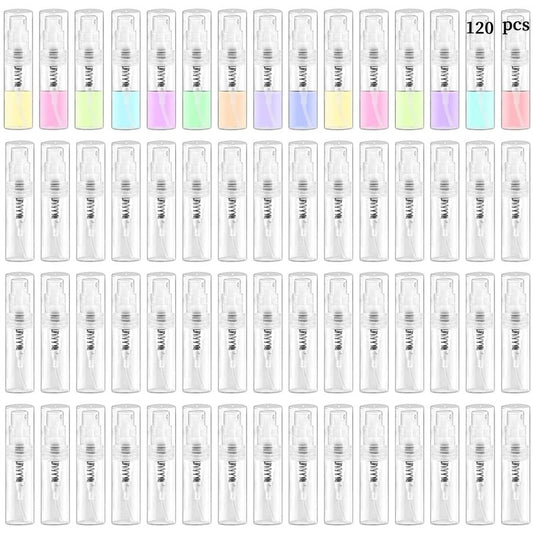 Csdtylh Mini Spray Bottle, Clear Plastic Empty Sample Containers, Fine Mist Perfume Travel Refillable Spray Bottle Perfume Atomizer Small Portable Bottle for Cleaning, Travel, Essential Oils(120, 2ml)