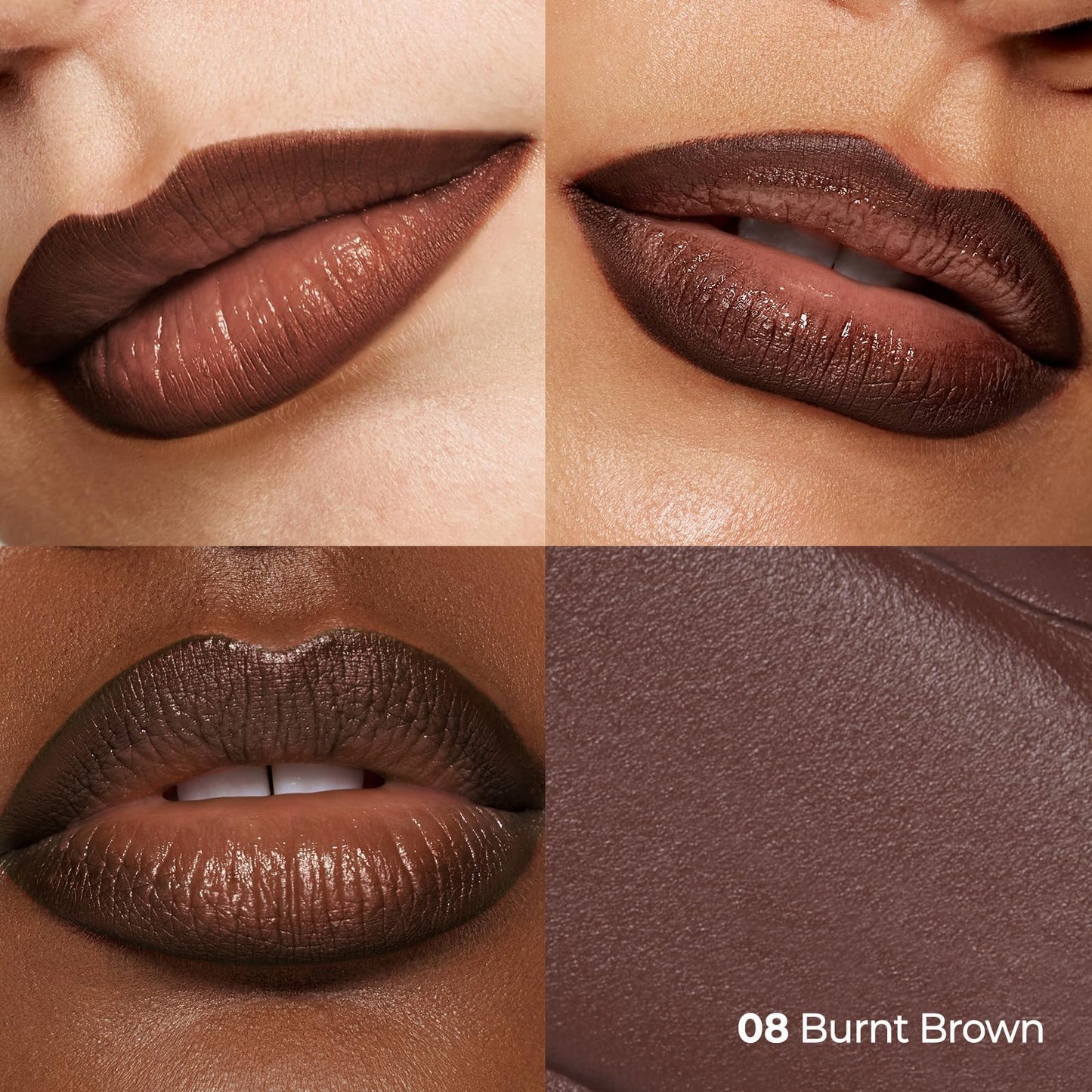 Laka Lip Liner - Smooth & Blendable Soft Matte Lip Contour Pencil for Shaping & Overlining Lips | Waterproof Formula, Oil-Cleanse Off, Long-Lasting Wear | #08 Burnt Brown, 0.02oz