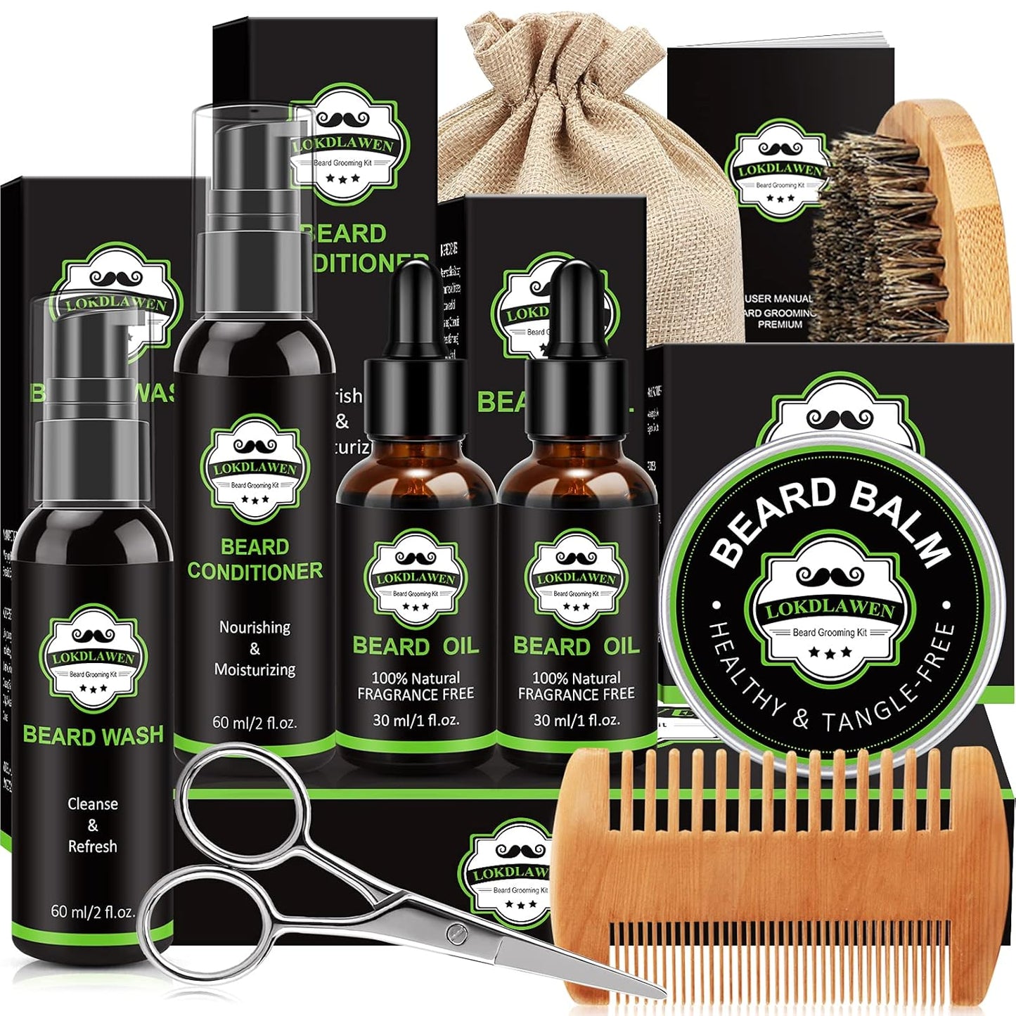 Beard Kit for Men - Complete Grooming Set with Wash, Conditioner, Oil, Balm & Accessories | Perfect Gift for Dads & Husbands