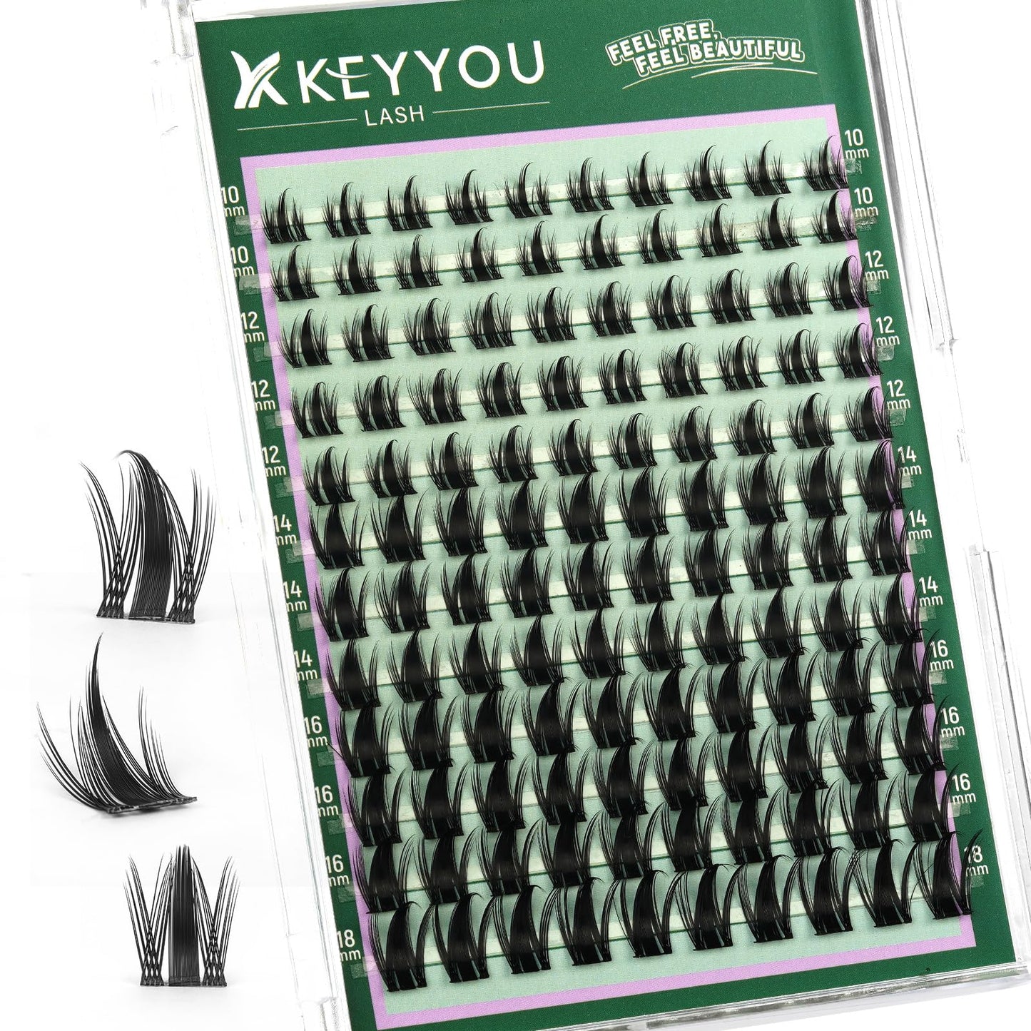 KEYYOU Manga Lash Clusters Fairy Cluster Eyelash Extensions Cosplay at home Wispy False Eyelashes 10-18mm Lashes Easy to Apply for Beginner Individual Fake Eyelashes D Curl Extension with Spikes