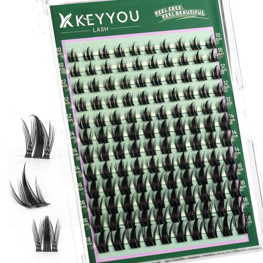 KEYYOU Manga Lash Clusters Fairy Cluster Eyelash Extensions Cosplay at home Wispy False Eyelashes 10-18mm Lashes Easy to Apply for Beginner Individual Fake Eyelashes D Curl Extension with Spikes