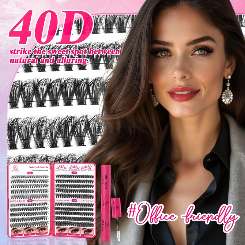 Waltz Lash Clusters Kit Lash Clusters Lashes D Curl Eyelash Clusters Natural Lash Extension Kit Fluffy False Eyelashes DIY at Home with Bond and Seal