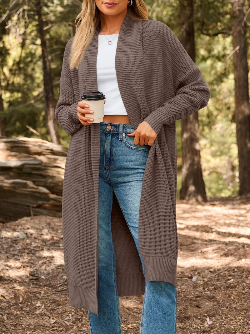 LILLUSORY Long Cardigan Sweaters for Women Fall Trendy Oversized Open Front Winter Coat Blazer 2025 Cozy Chunky Knit Sweater Jacket Outwear Coats Khaki M