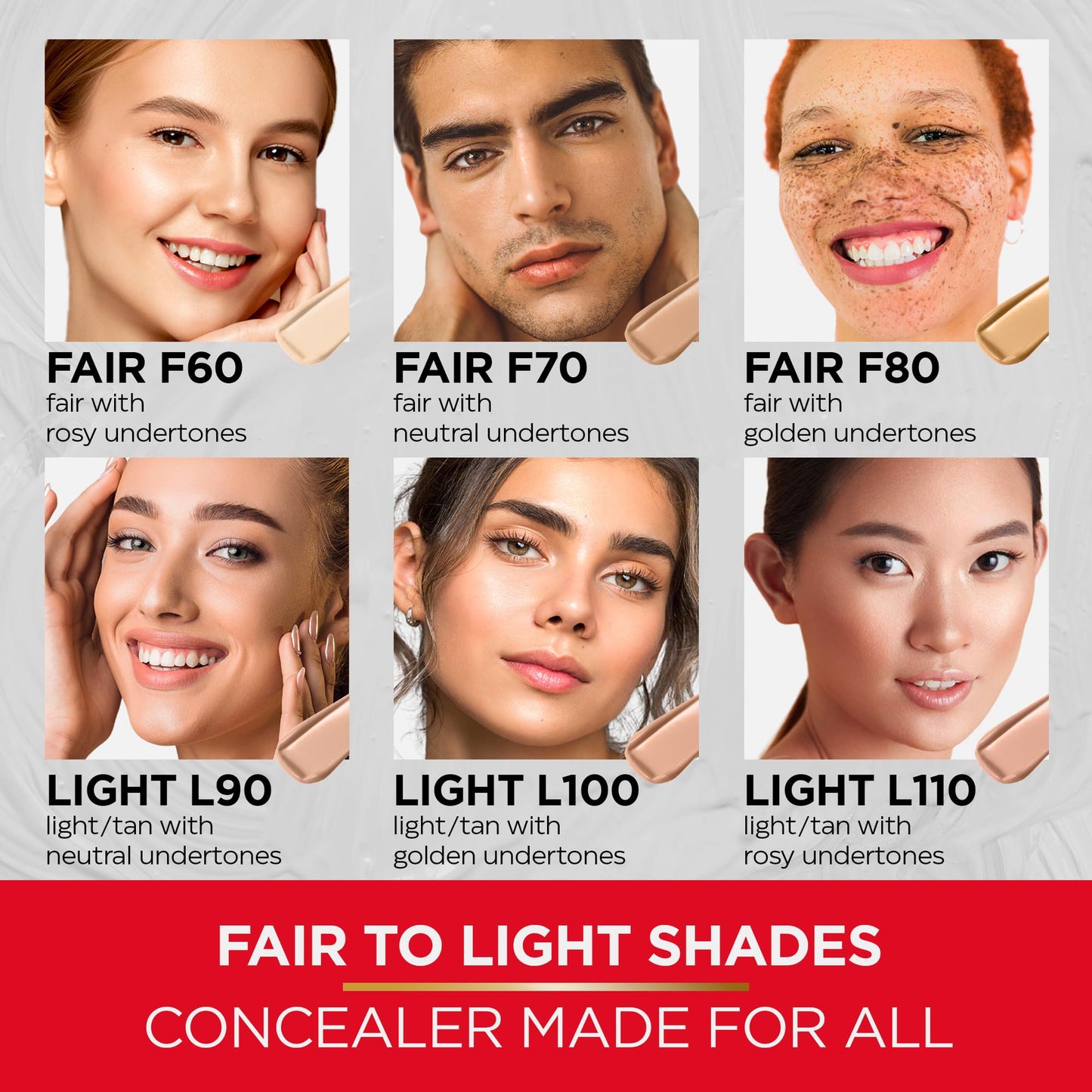 Mirabella Invincible For All Perfecting Under Eye Concealer Full Coverage - Hydrating Makeup Concealer for Dark Circles, Fine Lines & Wrinkles w/Hyaluronic Acid - Fair F70