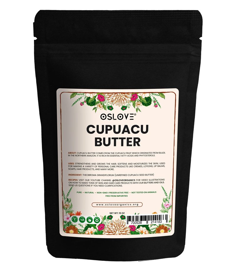 Oslove Organics Cupuacu butter 16 oz-Pure and Natural | Fresh, Rich and Creamy in DIY mixes | Vegan butter | Use for whipped body butters, salves, lotions & soaps. (16 oz)