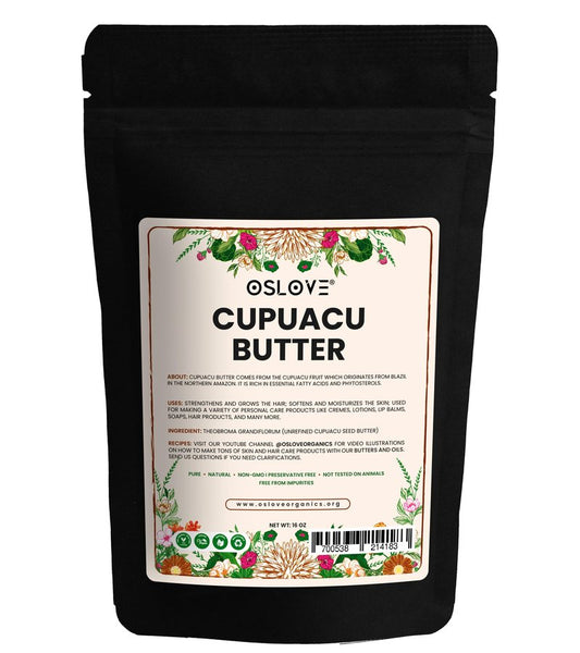 Oslove Organics Cupuacu butter 16 oz-Pure and Natural | Fresh, Rich and Creamy in DIY mixes | Vegan butter | Use for whipped body butters, salves, lotions & soaps. (16 oz)