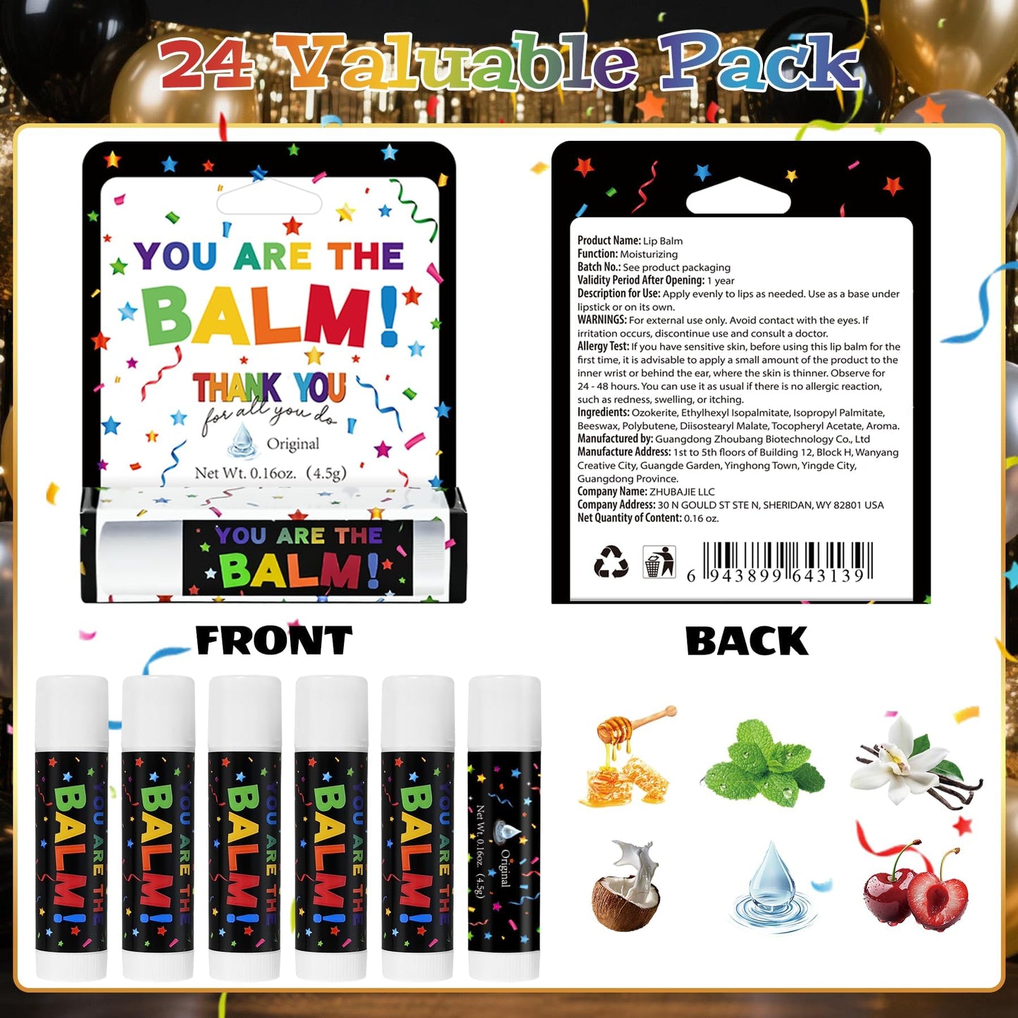 24 Pcs Employee Appreciation Lip Balms Bulk Staff Appreciation Gifts Thank You Team End of Year Gifts You Are The Balm Bulk for Coworkers Teacher Worker Leaving Farewell Party Favor