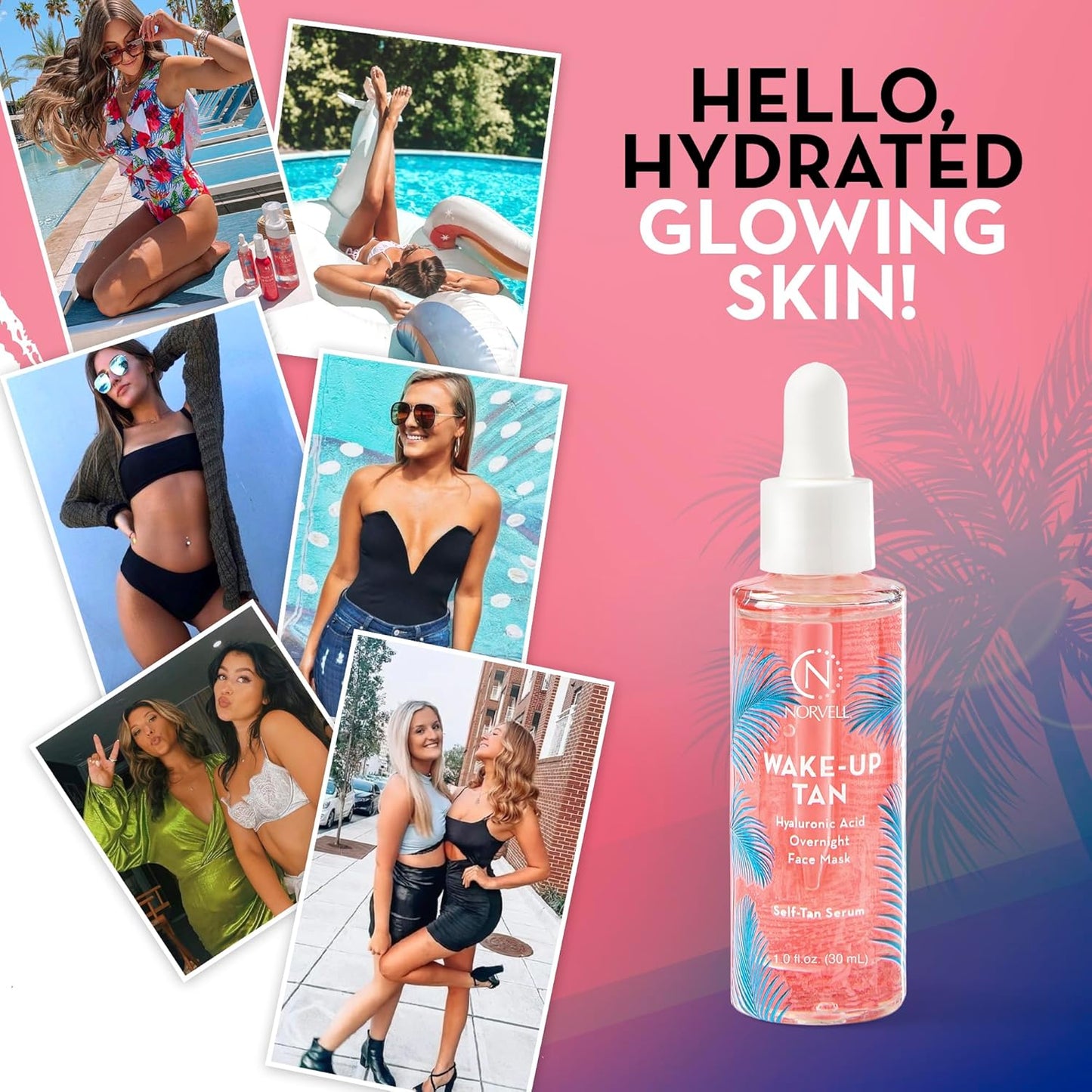 Norvell Wake-Up Tan Clear Self-Tan Face Serum - Hydrating Overnight Tanning Serum, 1 oz