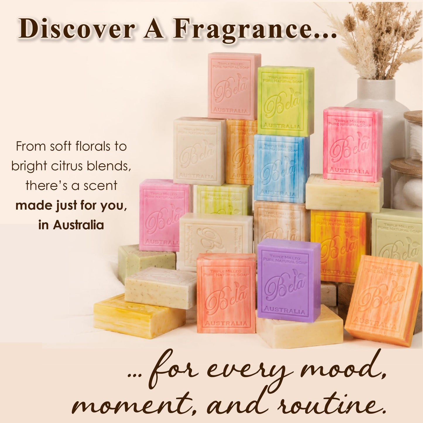 BELA Extra Creamy Goat Milk Soap 3.3 OZ Pack of 12, Long Lasting French Triple Milled Bar Soap Enriched with Organic Shea Butter, Hand, Face and Body Wash Bar, Made in Australia