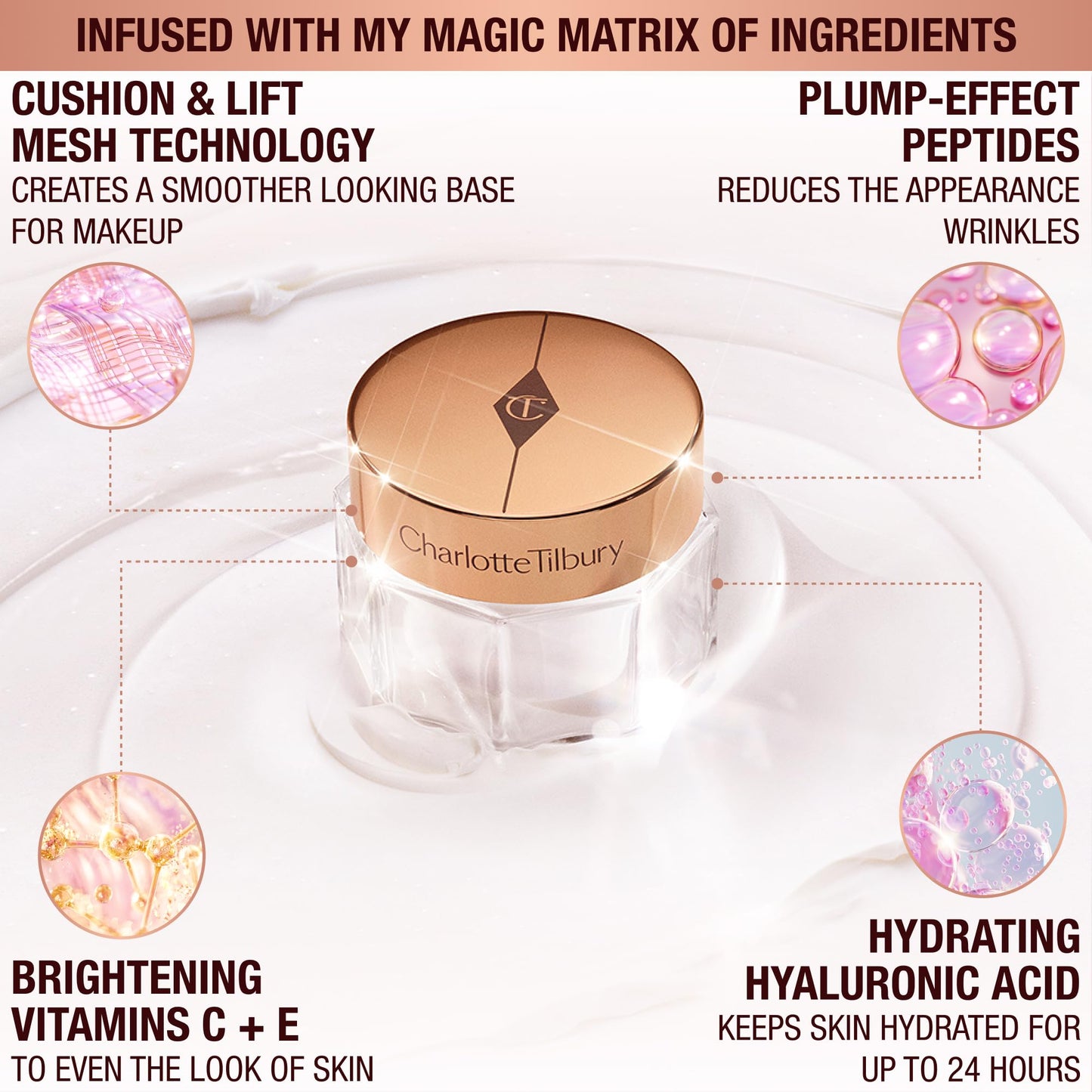 Charlotte Tilbury Magic Cream with Hyaluronic Acid - Hydrating Face Moisturizer for Dry Skin - Anti-Aging Face Cream with Vitamins C & E, Peptides to Smooth & Firm for Perfect Makeup Base (50ml)