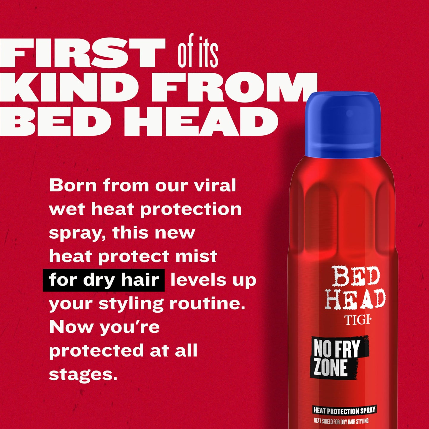 Bed Head by TIGI No Fry Zone Dry Heat Protectant Mist, 450°F Thermal Protection, 72-Hour Humidity Shield & Anti-Static Restyling Spray, 4.5 oz