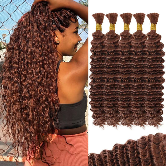 160g 5 Bundles Human Braiding Hair for Boho Braids 16 Inch Curly Boho Hair for Braiding Knotless 12A Deep Wave Bulk Bohemian Natural Black