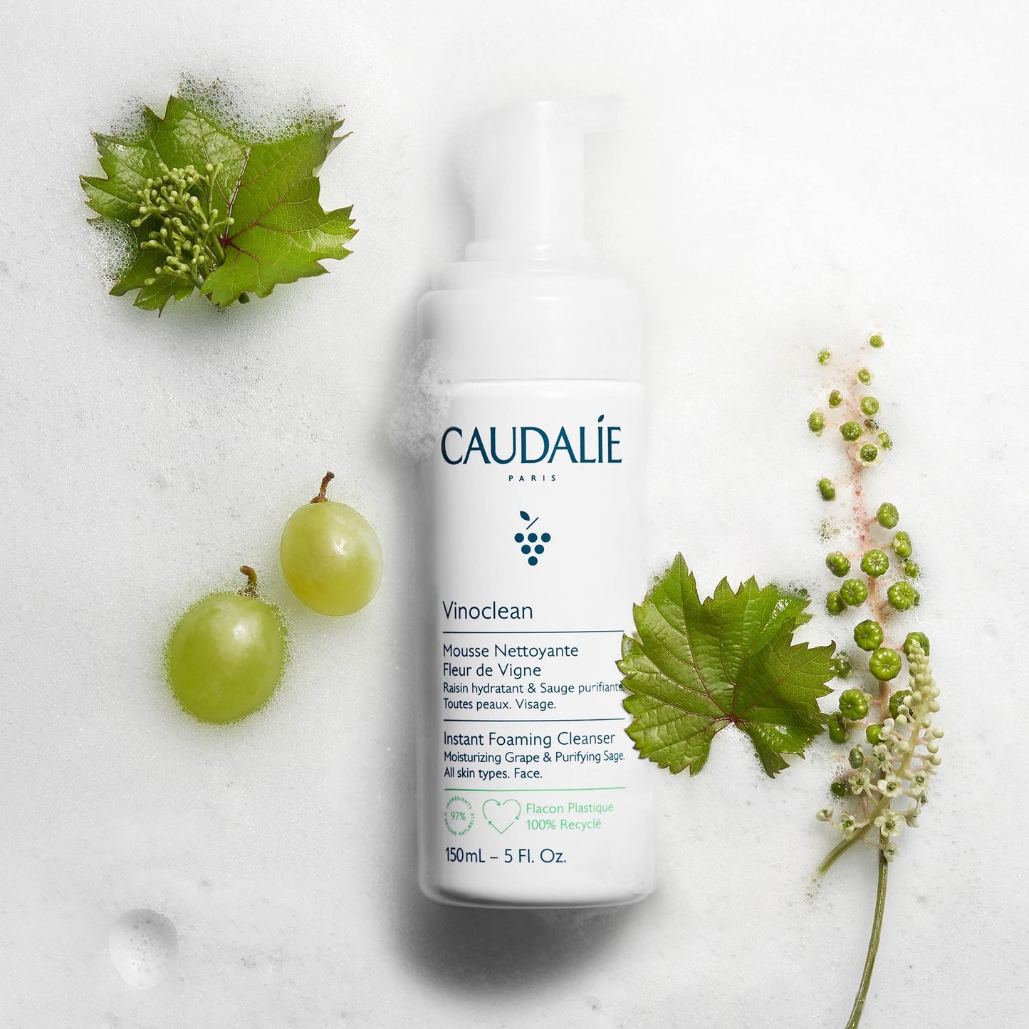 Caudalie Vinoclean Gentle Instant Foaming Facial Cleanser - 150 mL