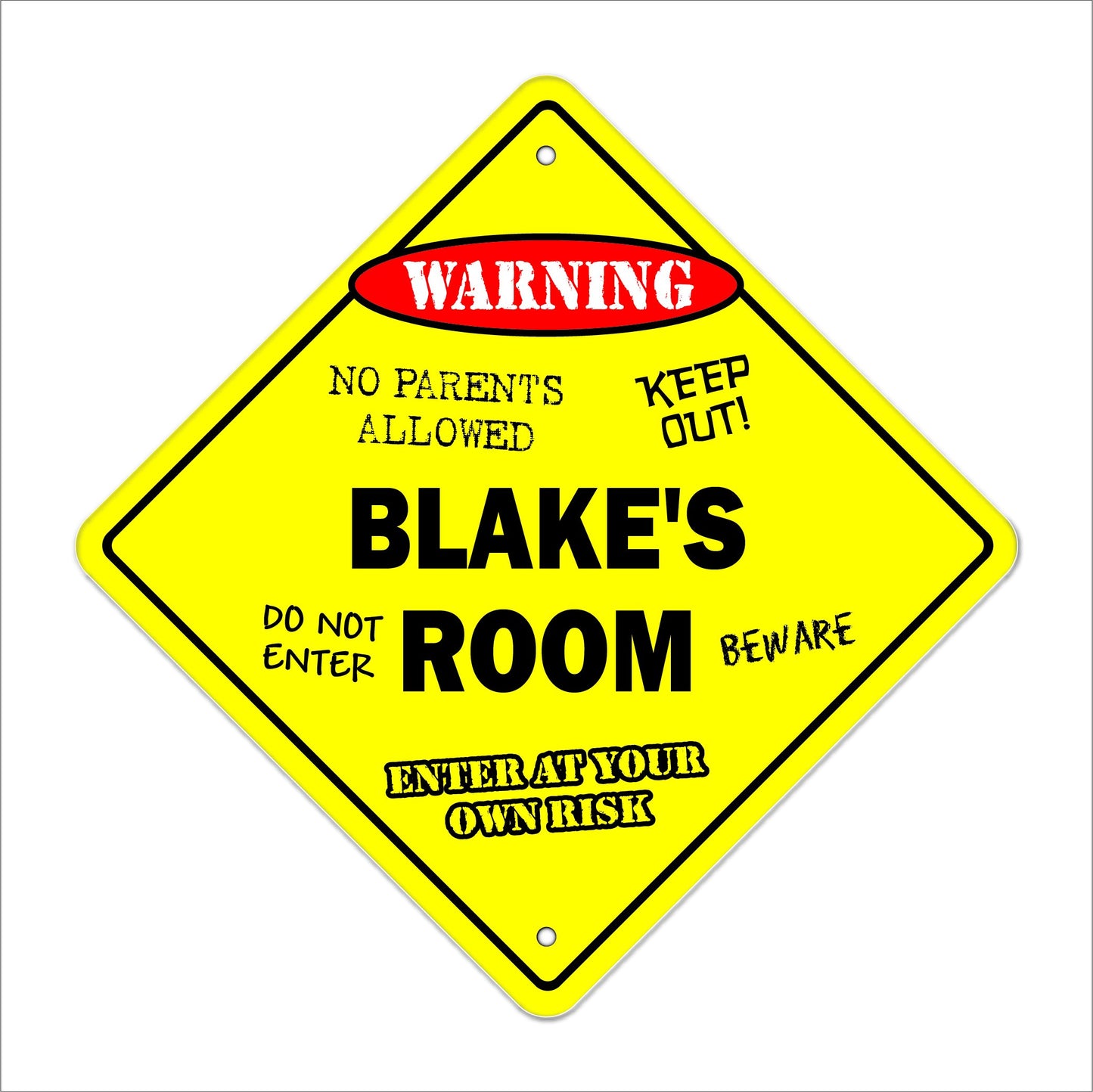 Blake's Room Sign Crossing Zone Xing | Indoor/Outdoor | 12" Tall Kids Bedroom Decor Door Children's Name boy Girl